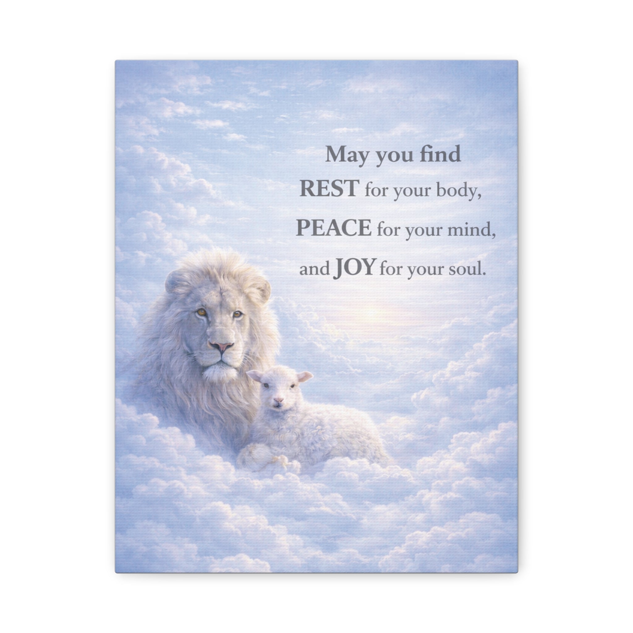 Lion and Lamb in Clouds Peace Joy Canvas