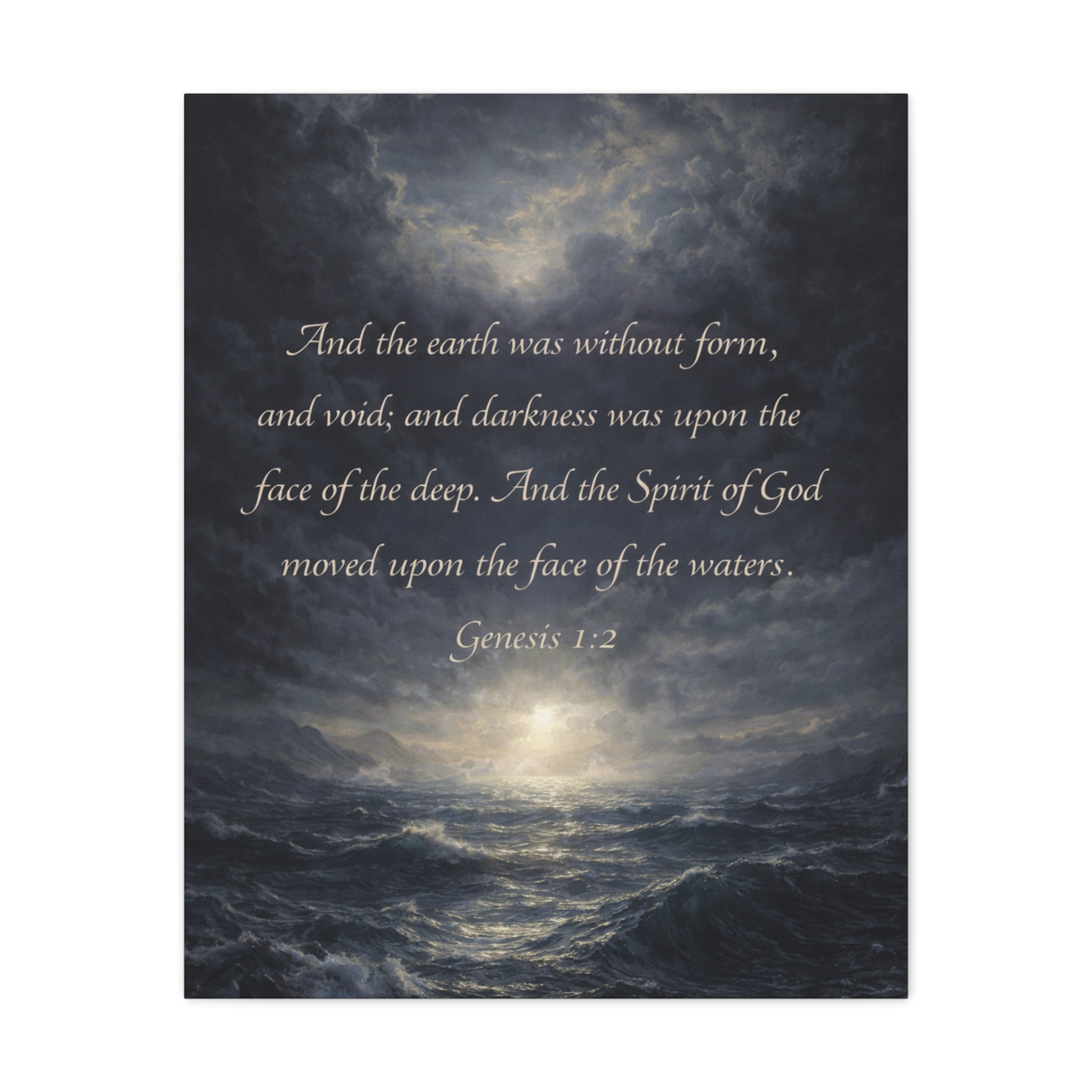 Genesis 1:2 Scripture Ocean Scene Matte Canvas