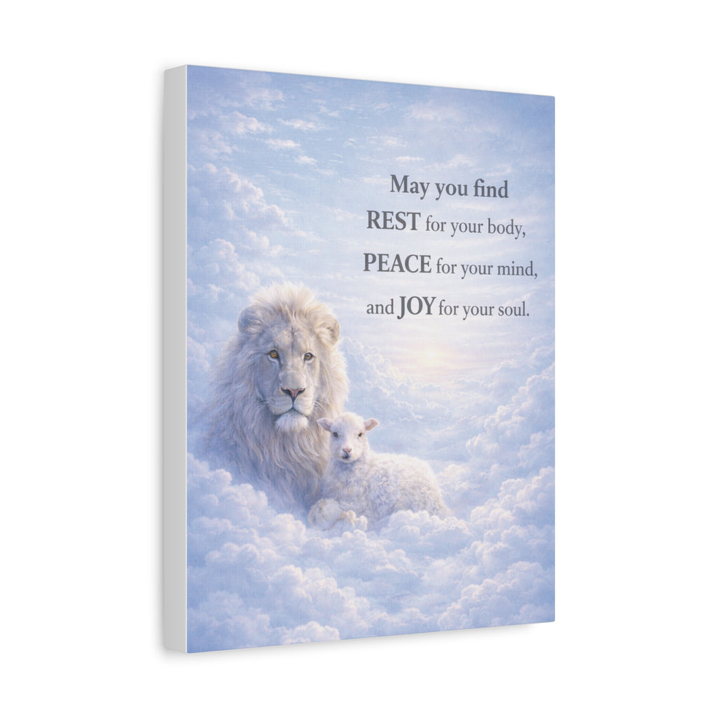 Lion and Lamb in Clouds Peace Joy Canvas
