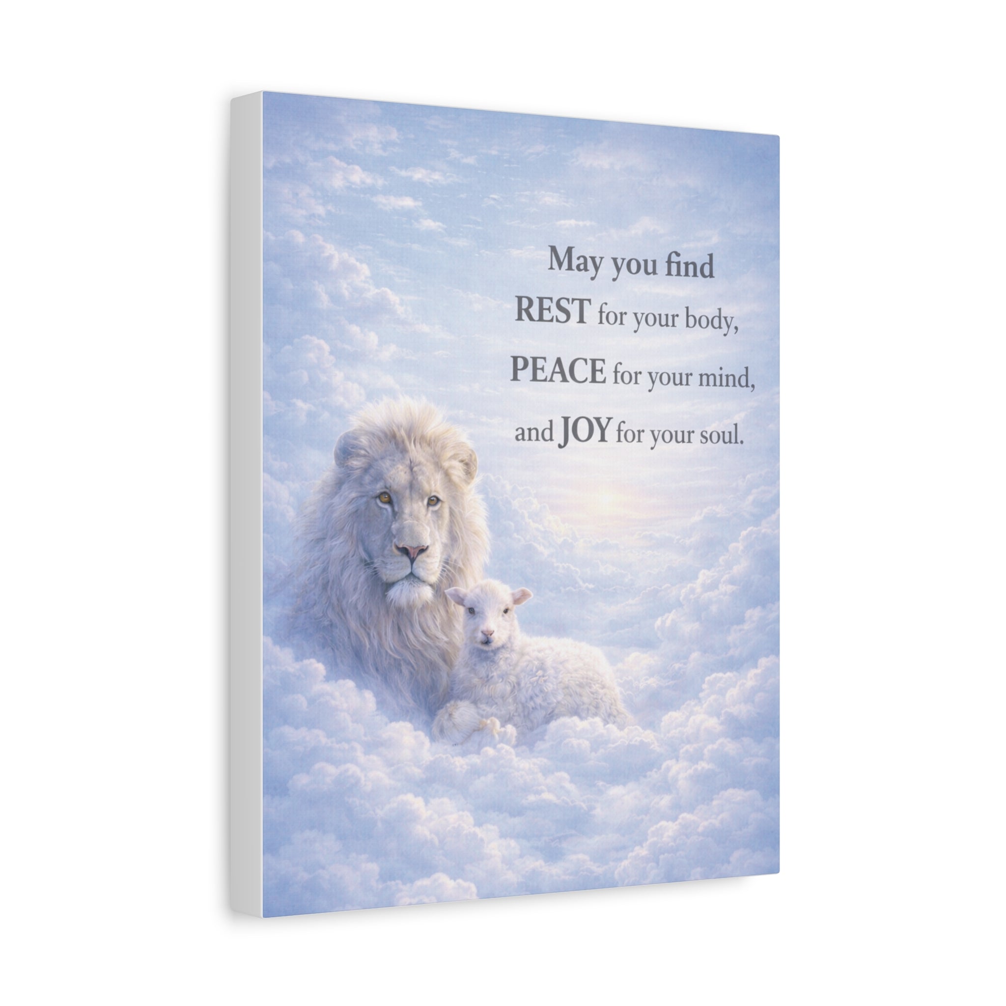 Lion and Lamb in Clouds Peace Joy Canvas