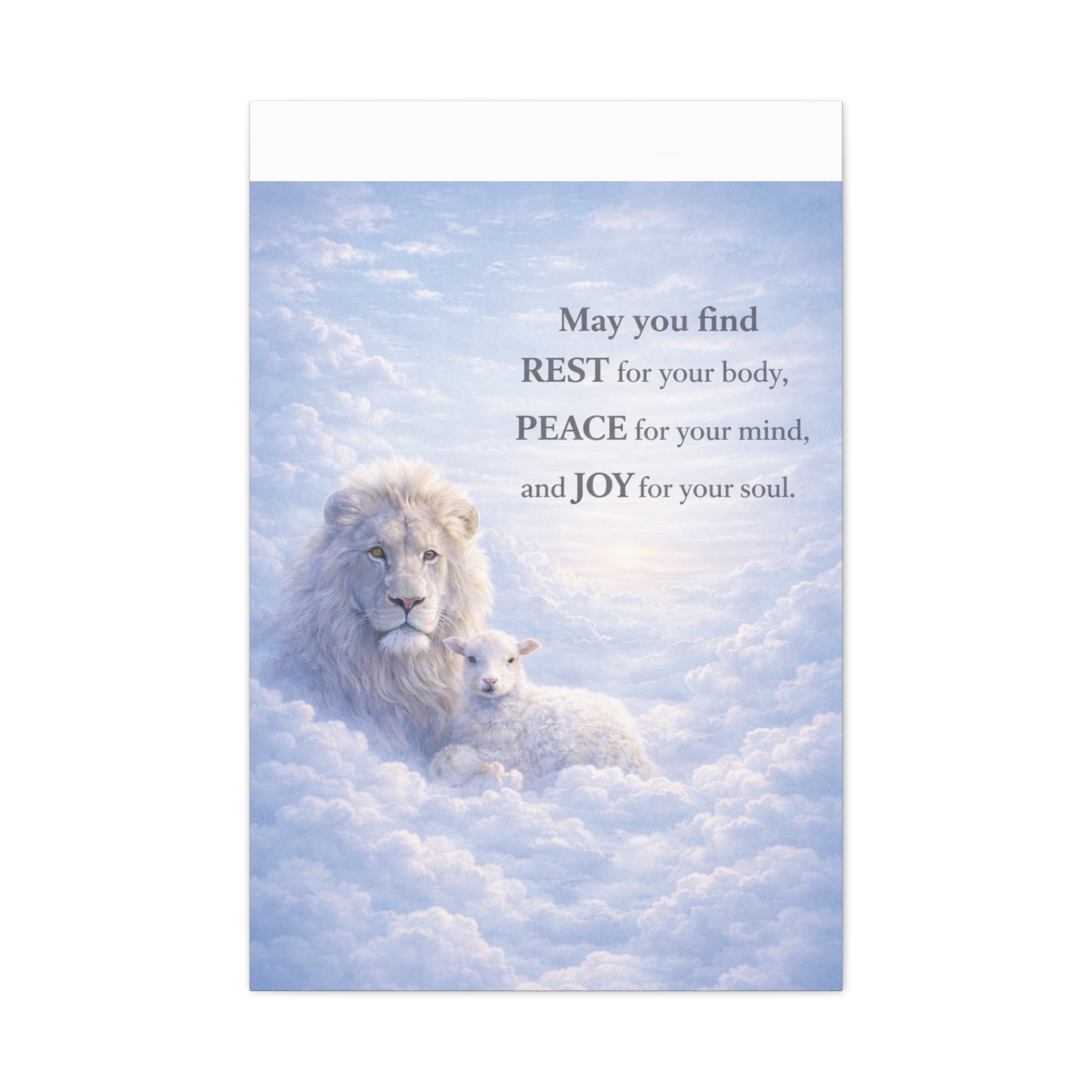 Lion and Lamb in Clouds Peace Joy Canvas