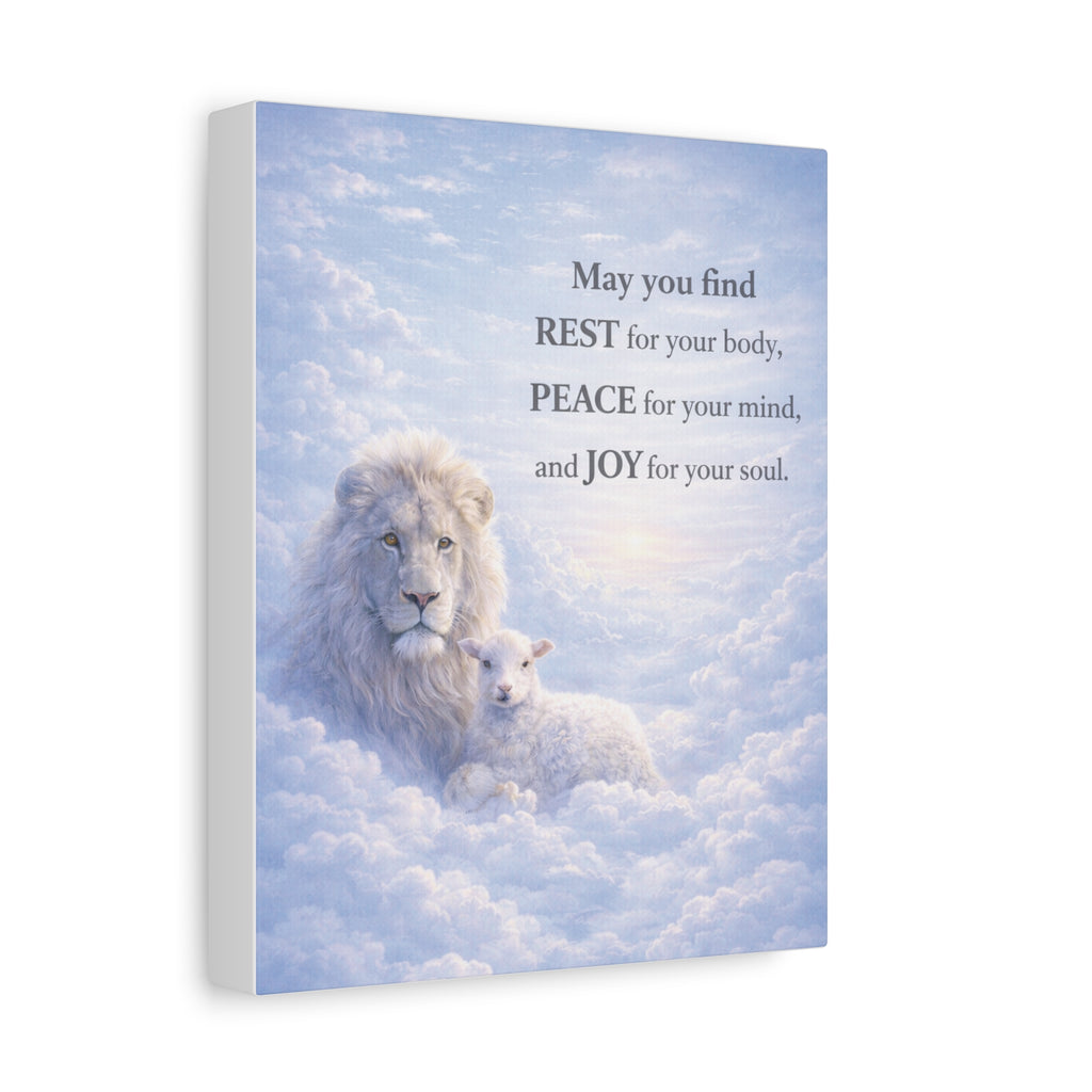Lion and Lamb in Clouds Peace Joy Canvas