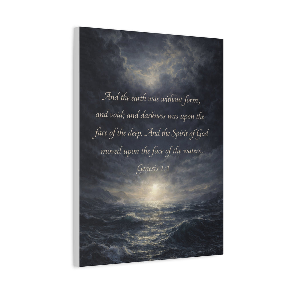 Genesis 1:2 Scripture Ocean Scene Matte Canvas