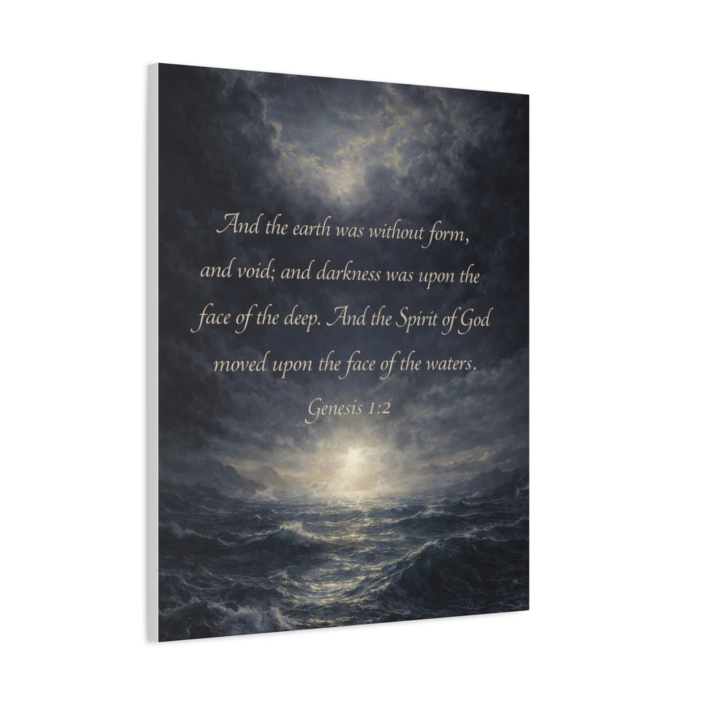 Genesis 1:2 Scripture Ocean Scene Matte Canvas