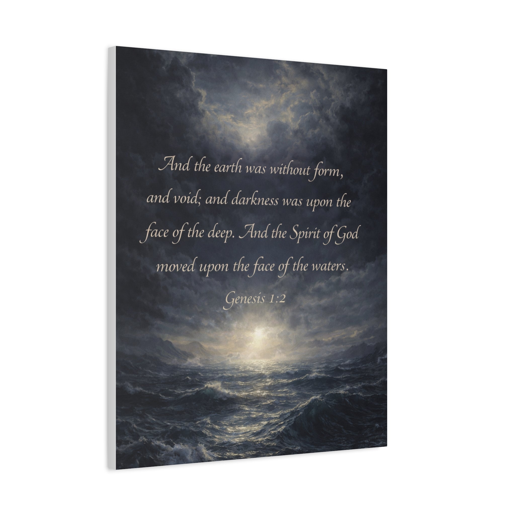 Genesis 1:2 Scripture Ocean Scene Matte Canvas