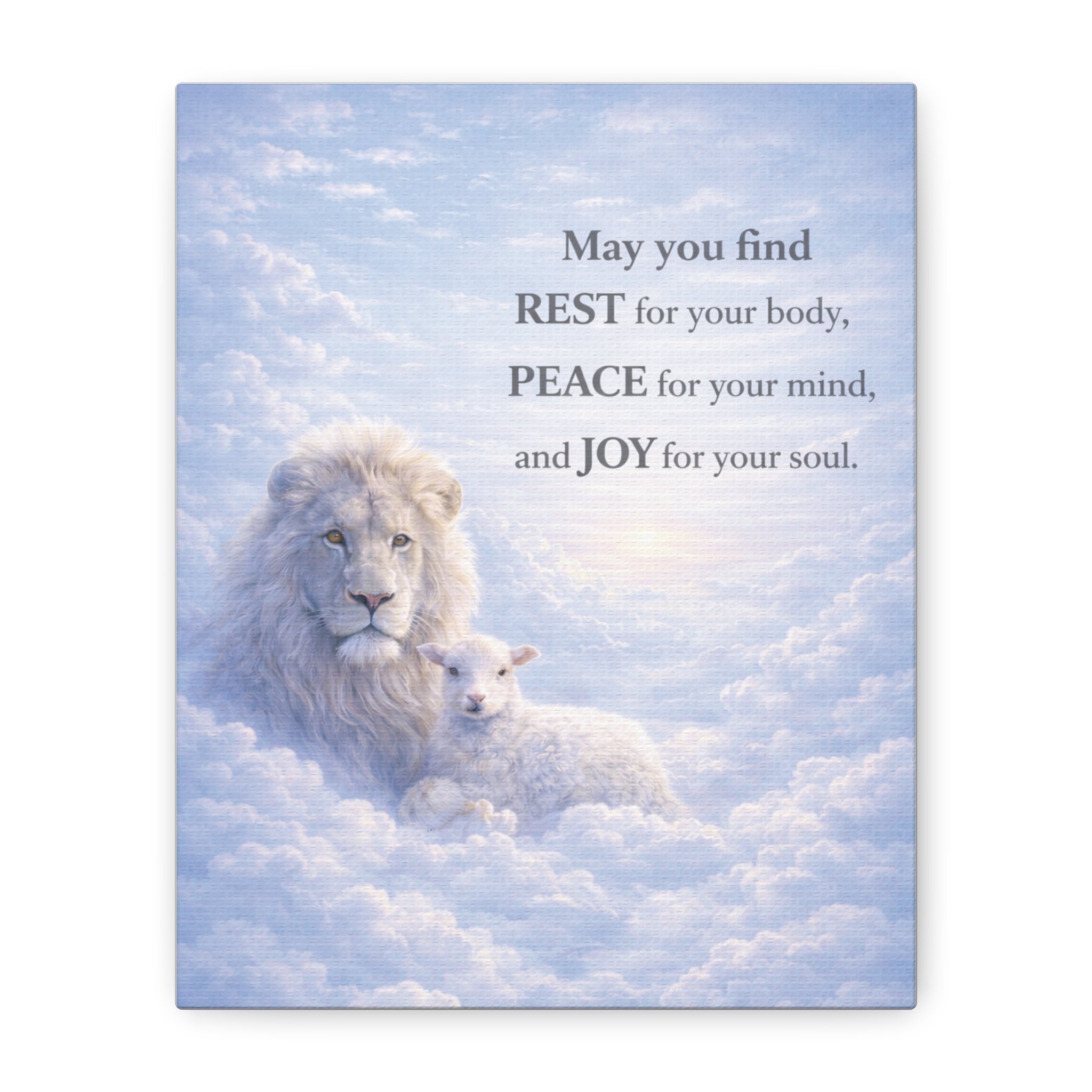 Lion and Lamb in Clouds Peace Joy Canvas