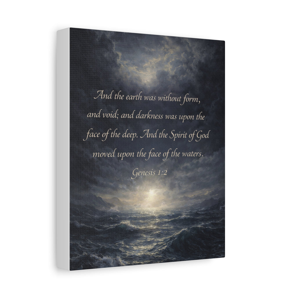 Genesis 1:2 Scripture Ocean Scene Matte Canvas