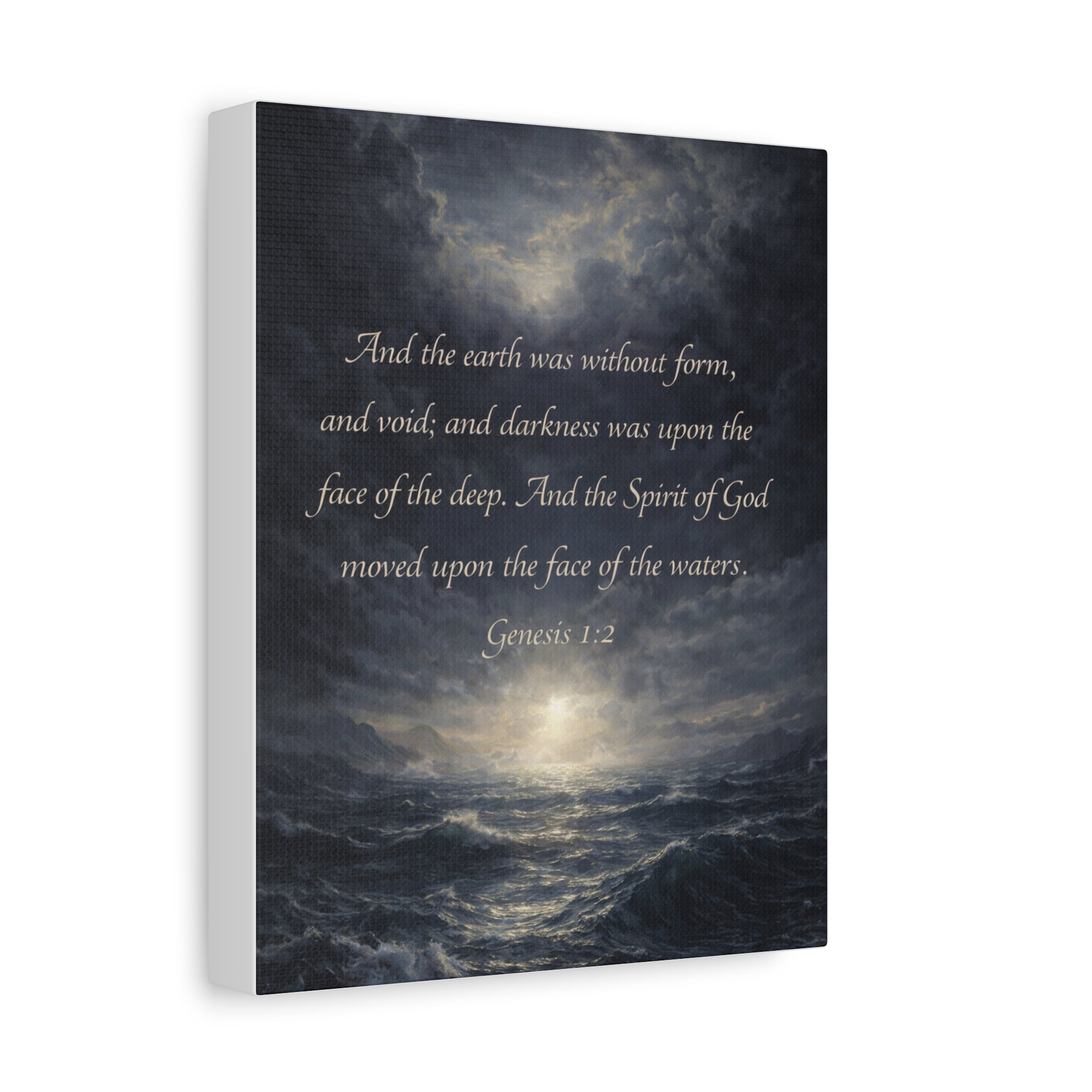 Genesis 1:2 Scripture Ocean Scene Matte Canvas