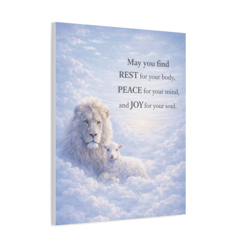 Lion and Lamb in Clouds Peace Joy Canvas