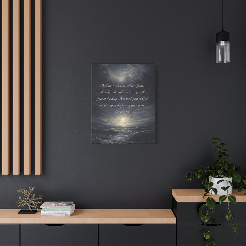 Genesis 1:2 Scripture Ocean Scene Matte Canvas