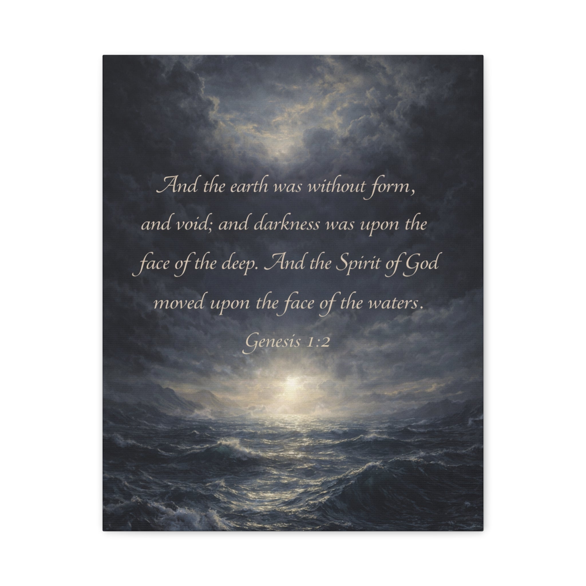 Genesis 1:2 Scripture Ocean Scene Matte Canvas