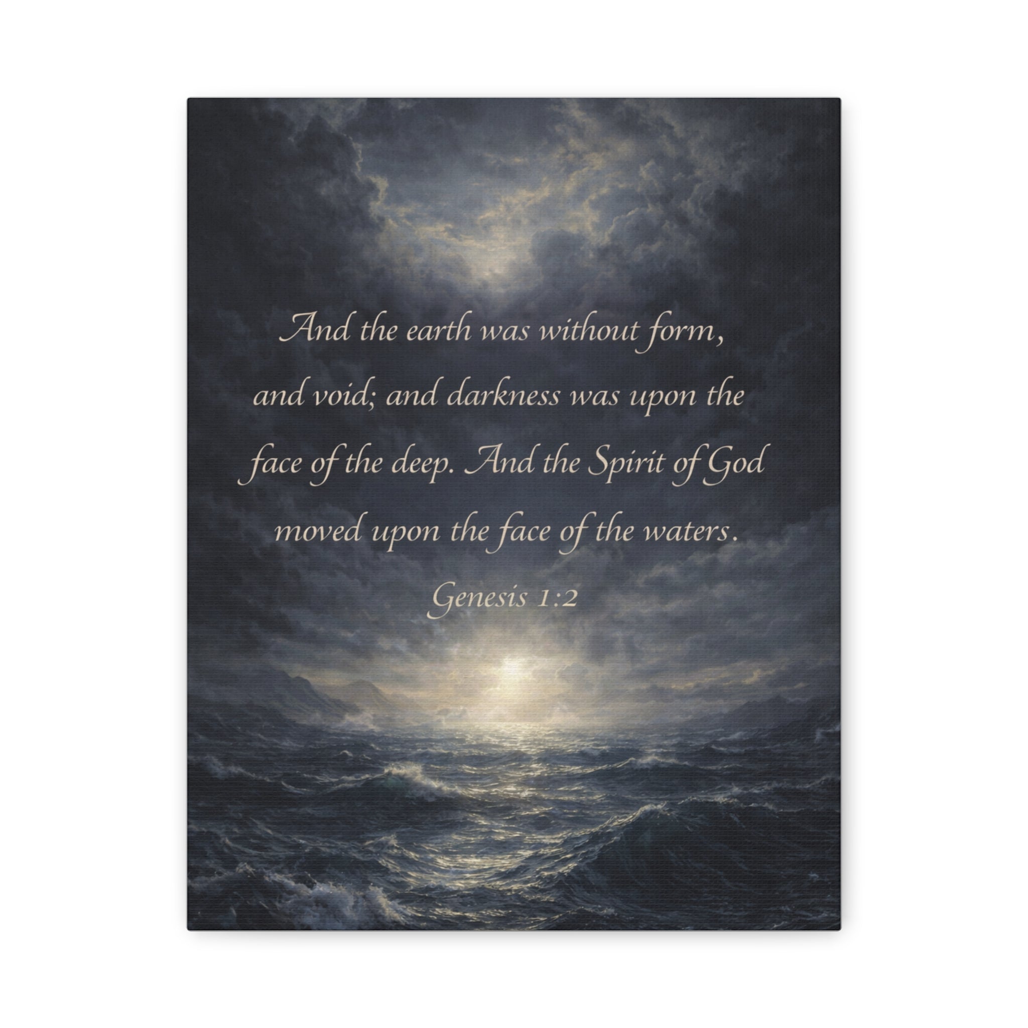 Genesis 1:2 Scripture Ocean Scene Matte Canvas
