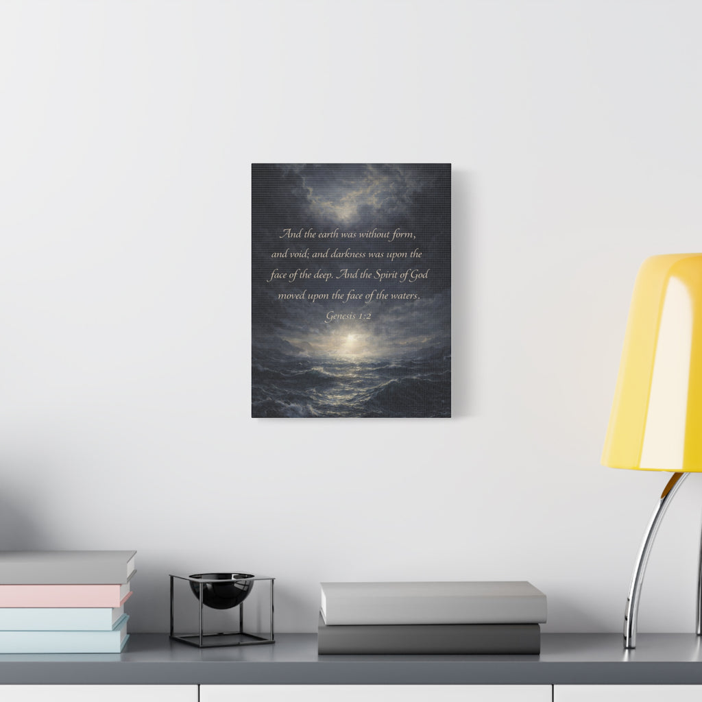 Genesis 1:2 Scripture Ocean Scene Matte Canvas