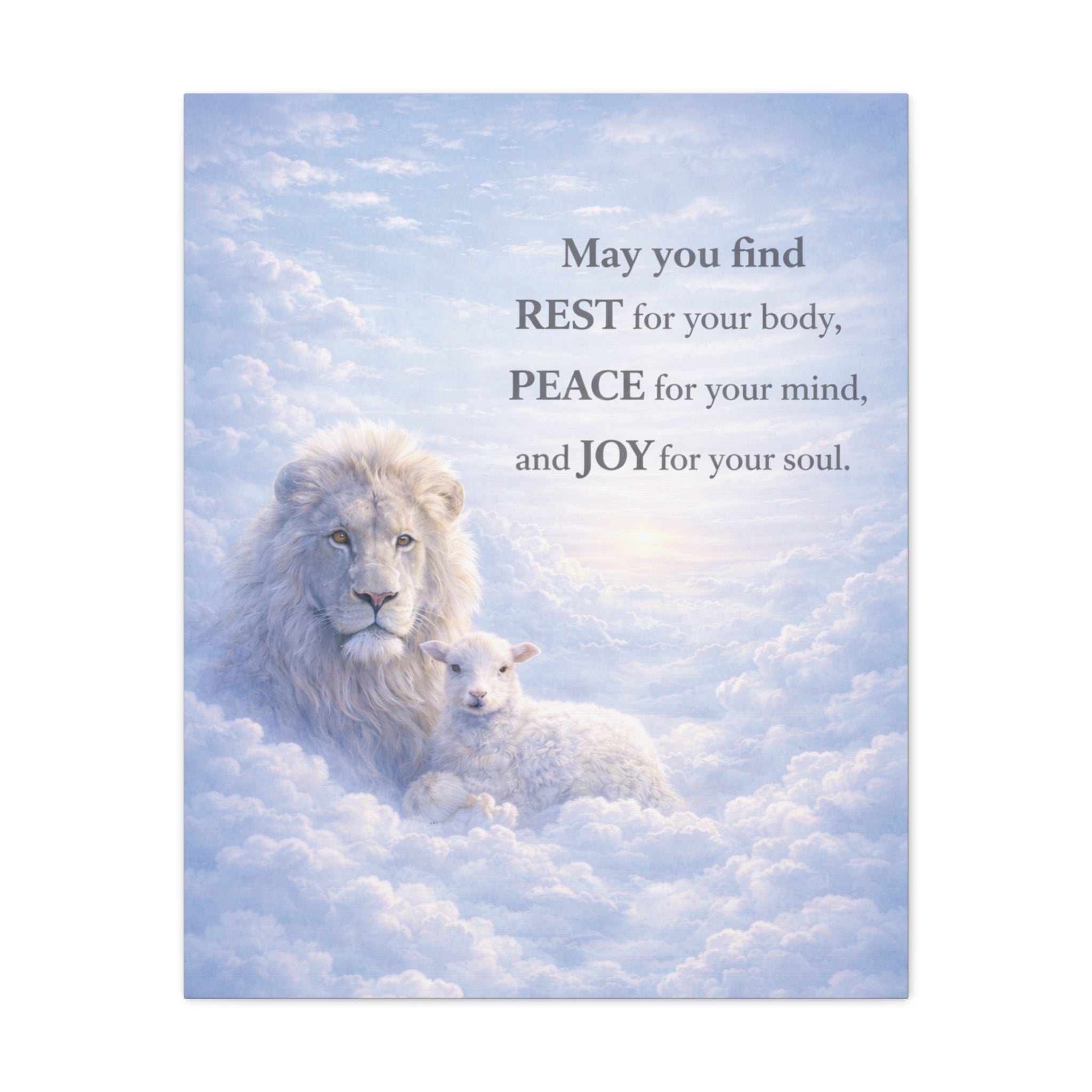 Lion and Lamb in Clouds Peace Joy Canvas