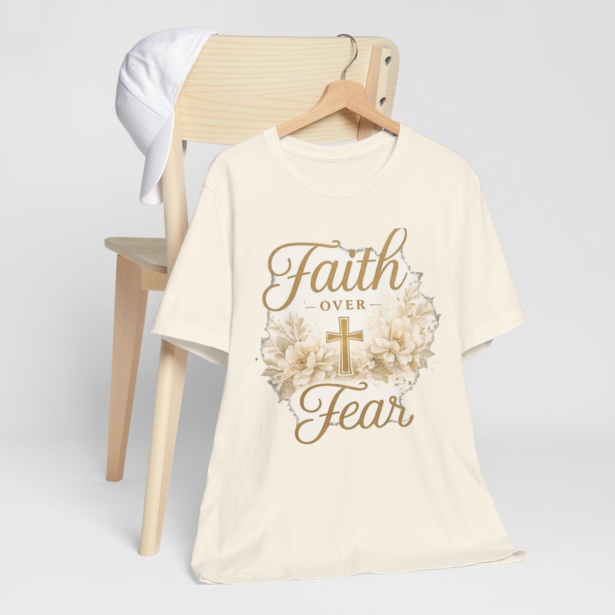 Faith Over Fear cross floral t-shirt | Christian tee, inspirational scripture design