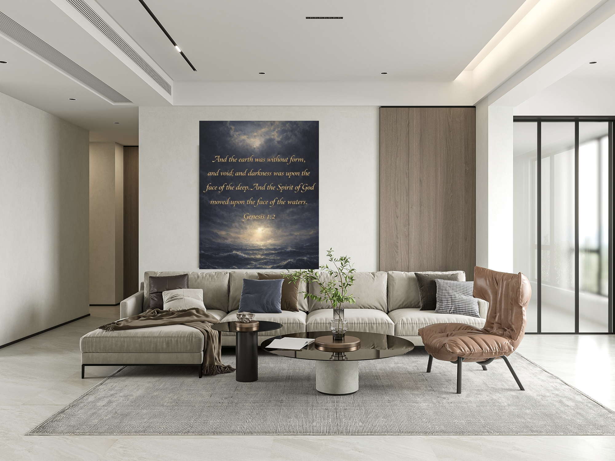 Genesis 1:2 Scripture Ocean Scene Matte Canvas