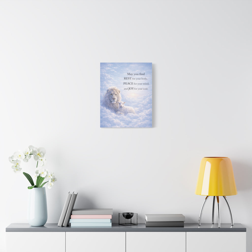 Lion and Lamb in Clouds Peace Joy Canvas