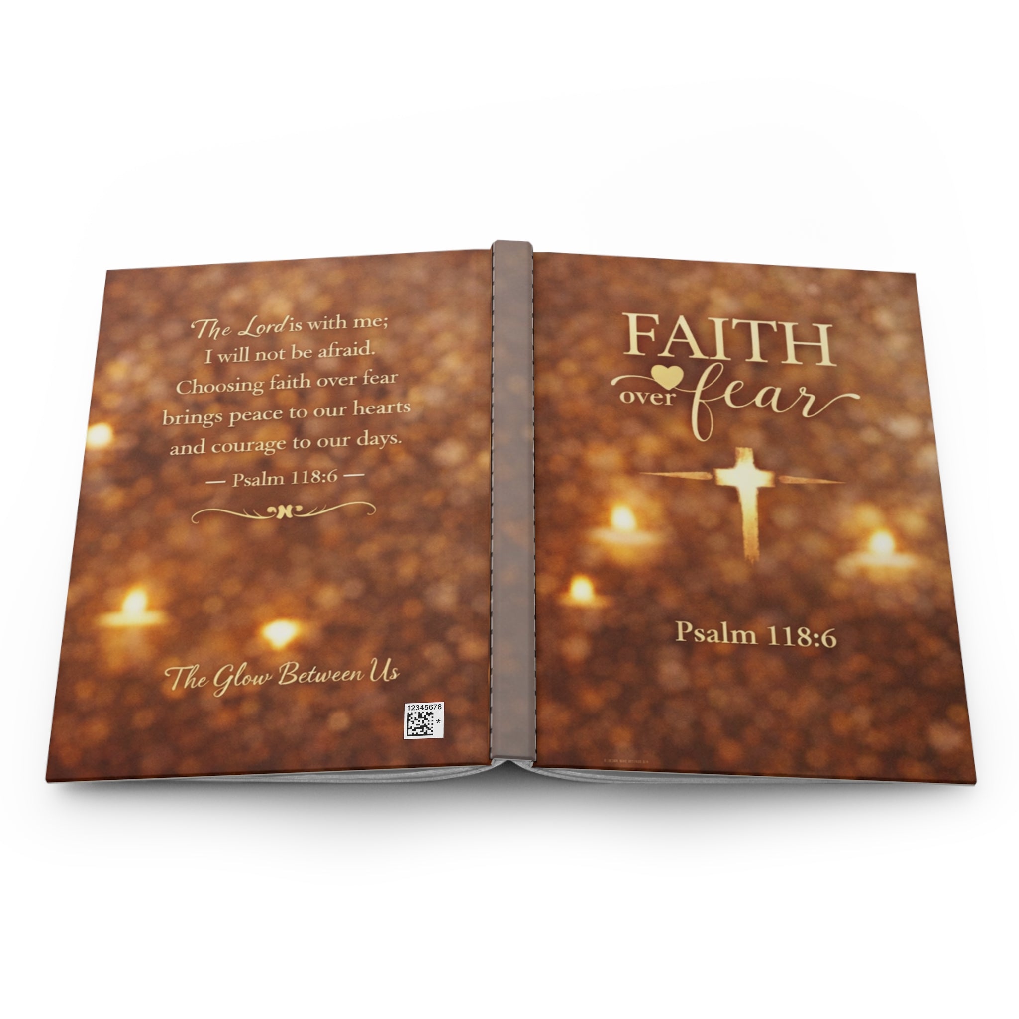 Faith Over Fear Hardcover Journal — Christian Prayer Notebook with Psalm 118:6
