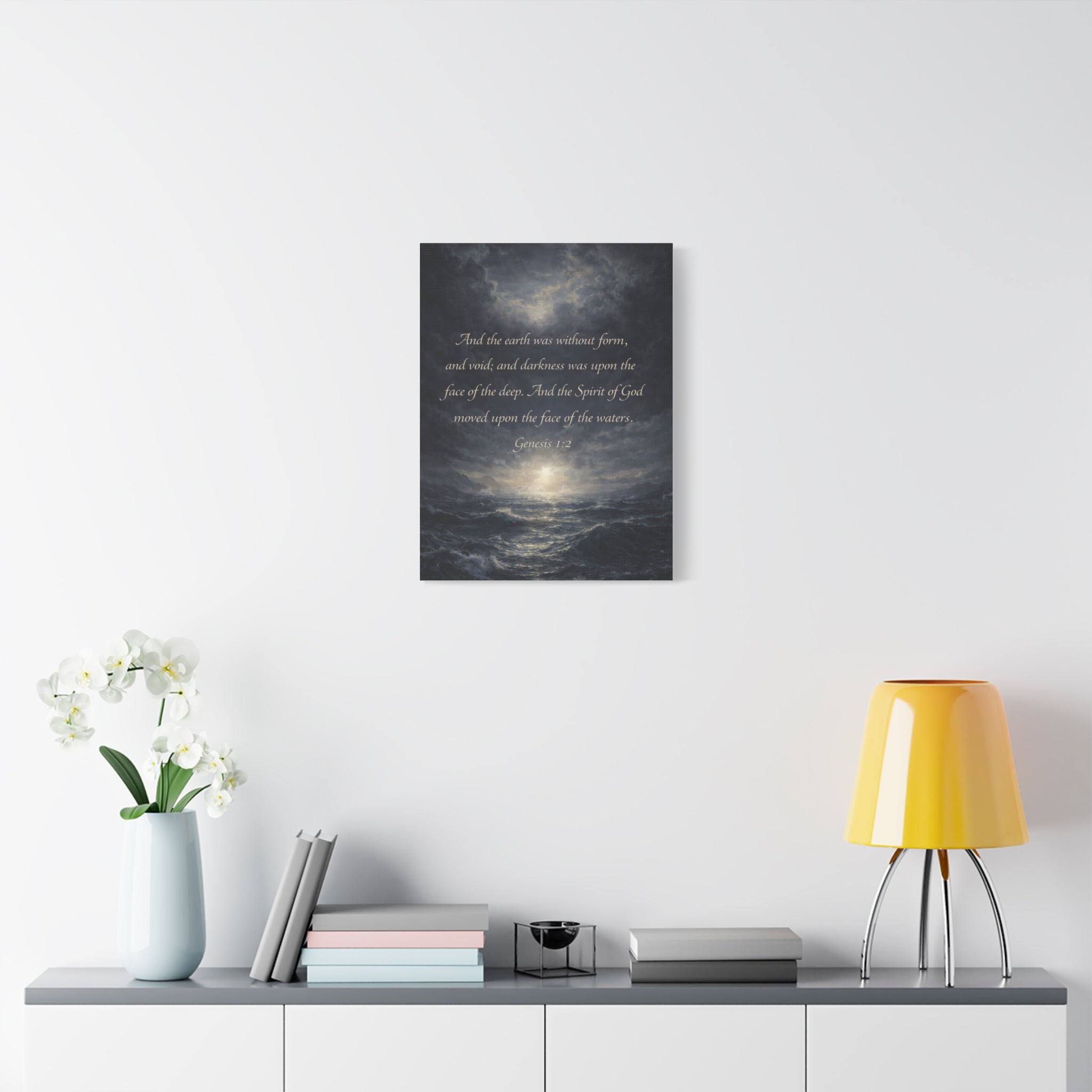 Genesis 1:2 Scripture Ocean Scene Matte Canvas