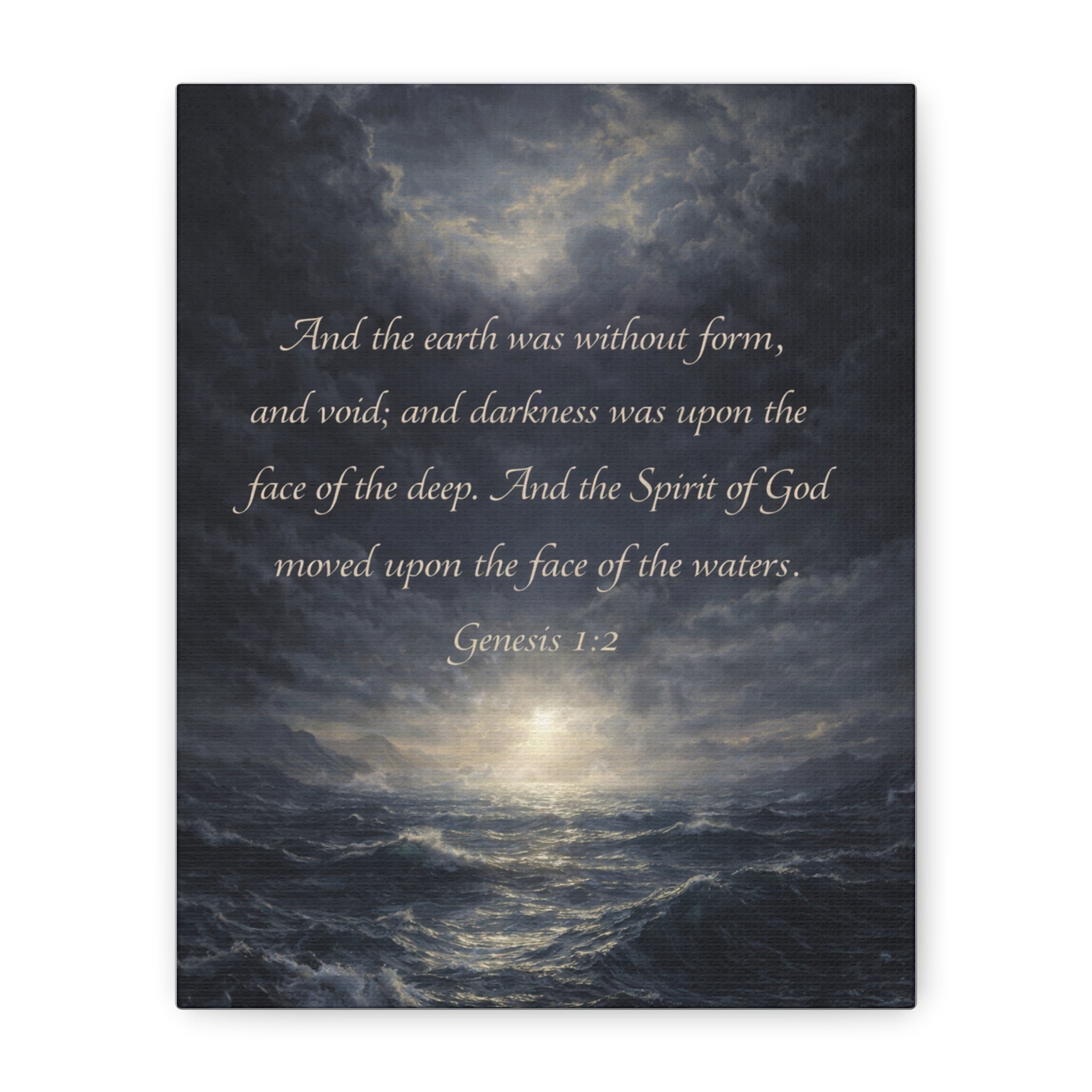Genesis 1:2 Scripture Ocean Scene Matte Canvas
