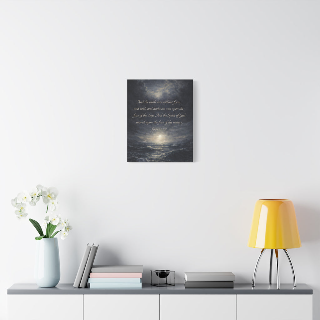 Genesis 1:2 Scripture Ocean Scene Matte Canvas