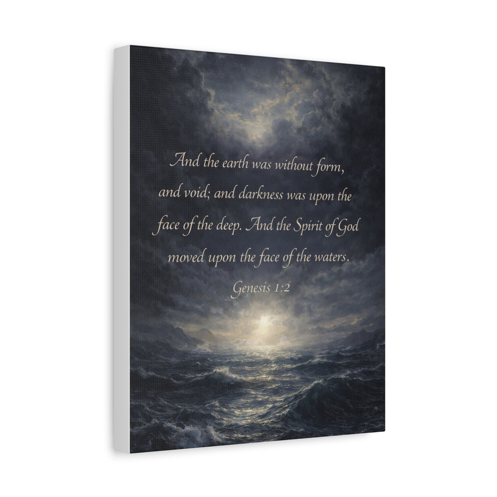Genesis 1:2 Scripture Ocean Scene Matte Canvas