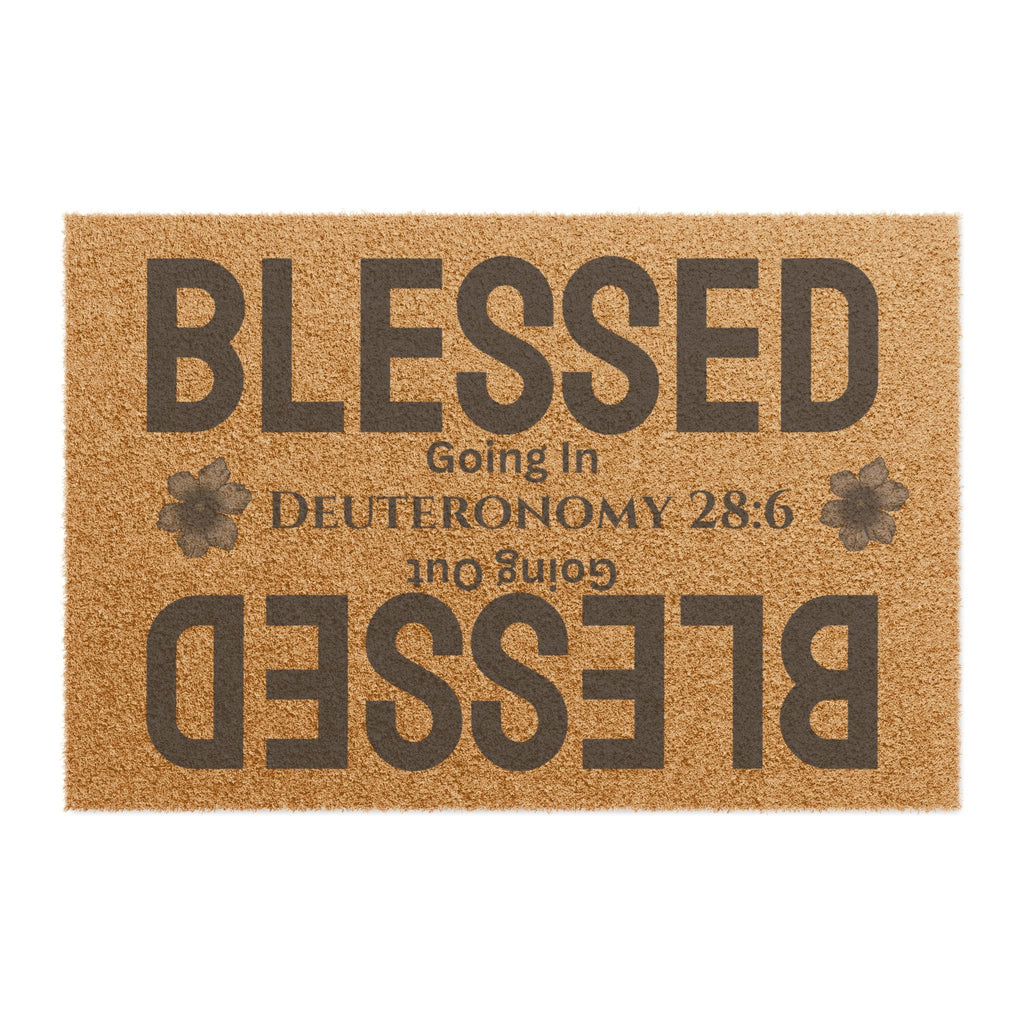 Blessed Doormat – 'Blessed Going In, Going Out' Religious Welcome Mat (Deuteronomy 28:6)