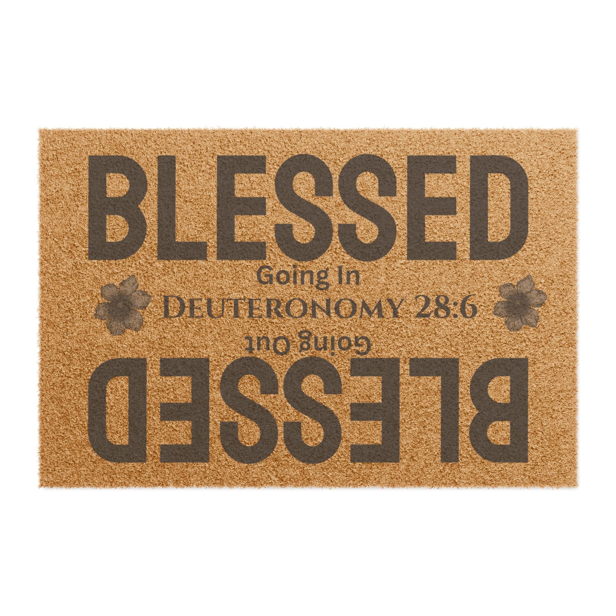Blessed Doormat – 'Blessed Going In, Going Out' Religious Welcome Mat (Deuteronomy 28:6)