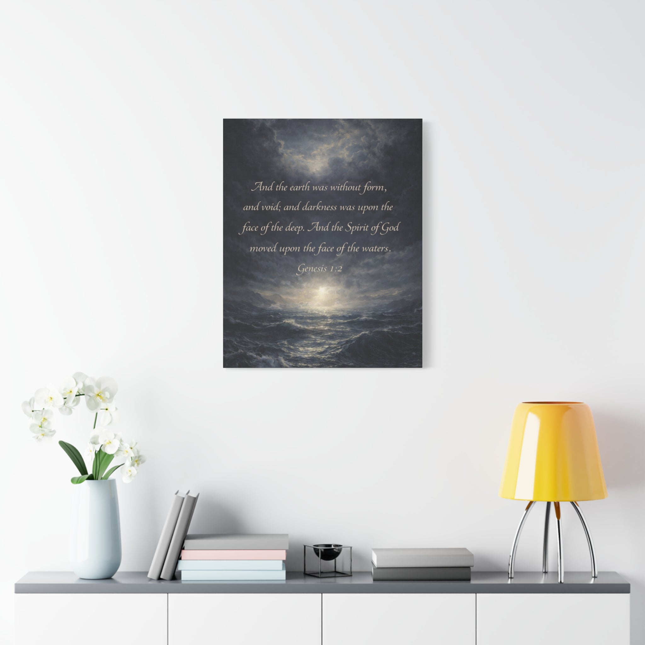 Genesis 1:2 Scripture Ocean Scene Matte Canvas