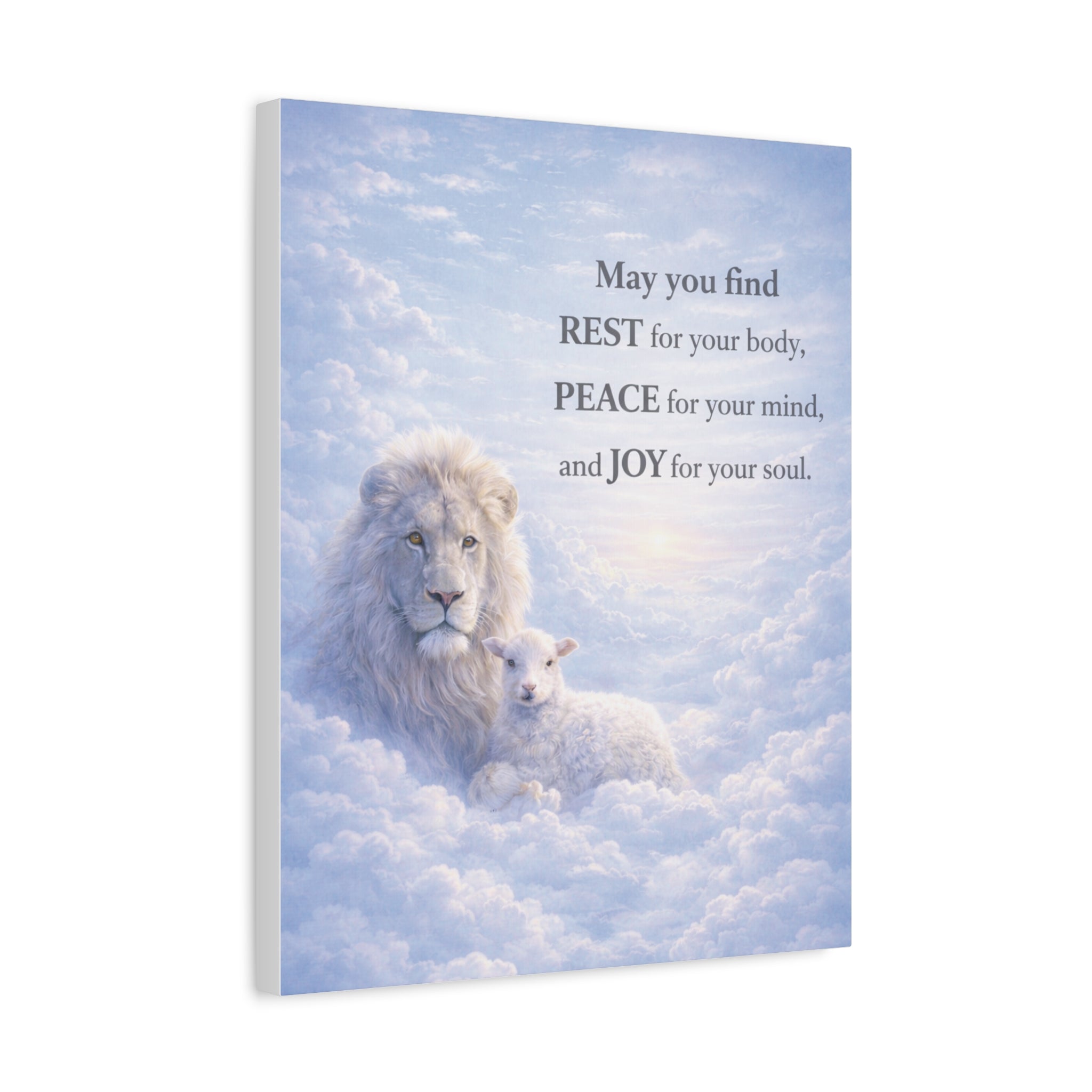 Lion and Lamb in Clouds Peace Joy Canvas