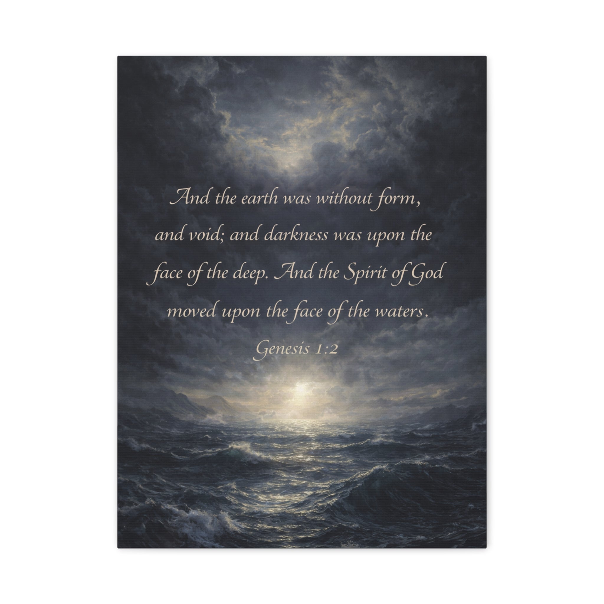 Genesis 1:2 Scripture Ocean Scene Matte Canvas