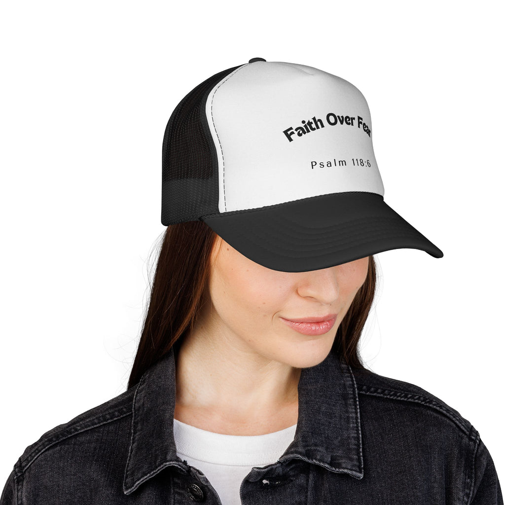 Faith Over Fear Psalm 118:6 Trucker Cap | Christian Hat, Inspirational Baseball Cap