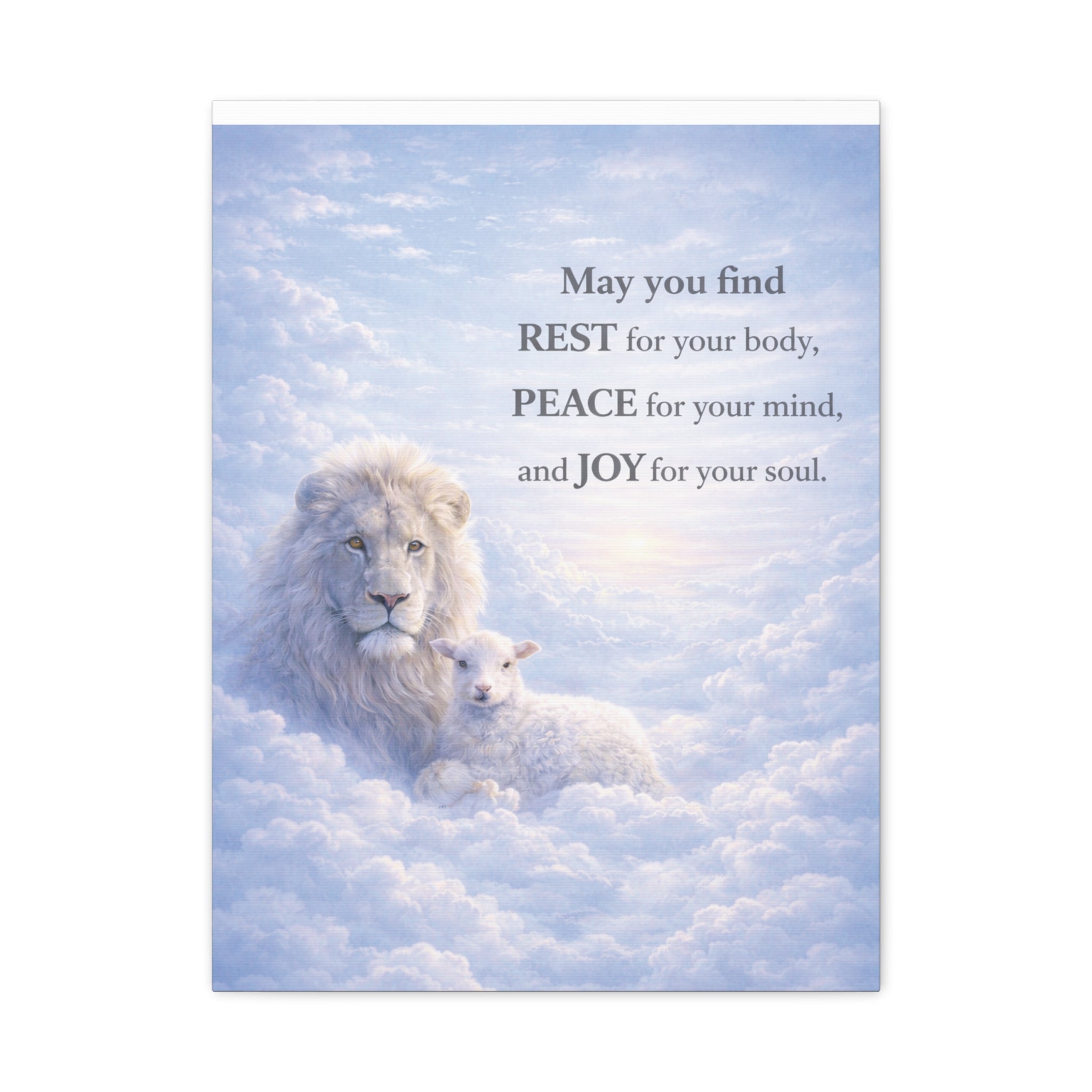 Lion and Lamb in Clouds Peace Joy Canvas
