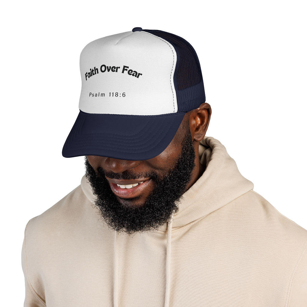 Faith Over Fear Psalm 118:6 Trucker Cap | Christian Hat, Inspirational Baseball Cap